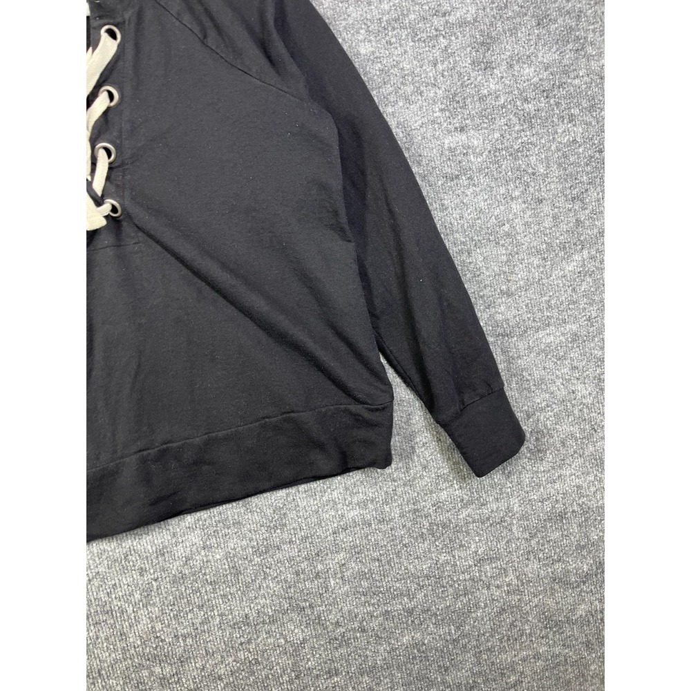 A.N.A Sweatshirt Womens Small Black Lace up French Terry Long Sleeve Warm Cozy - Picture 7 of 12